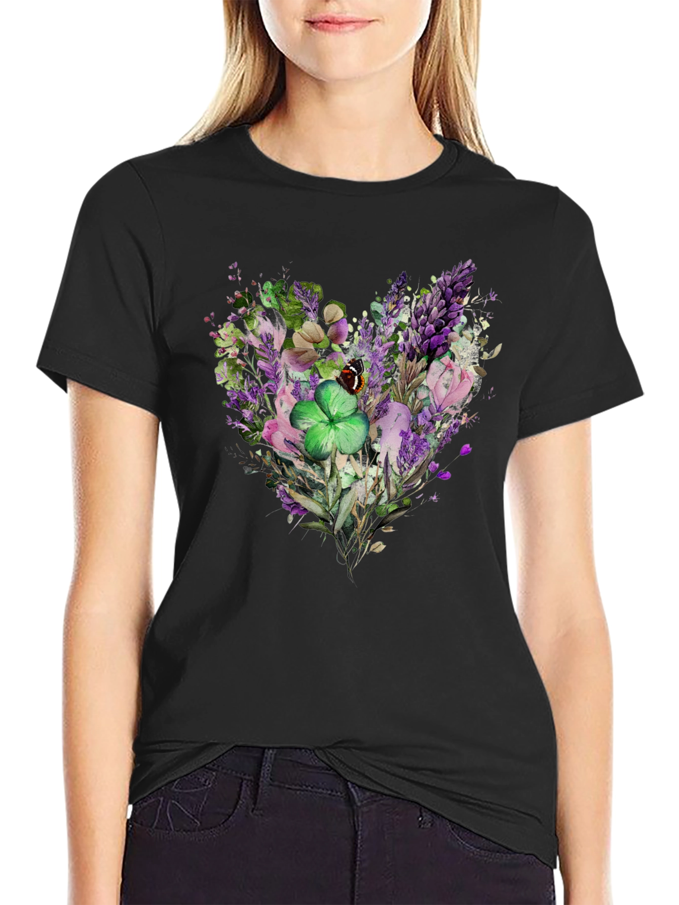 Floral Heart Clover St. Patricks Day T-Shirt