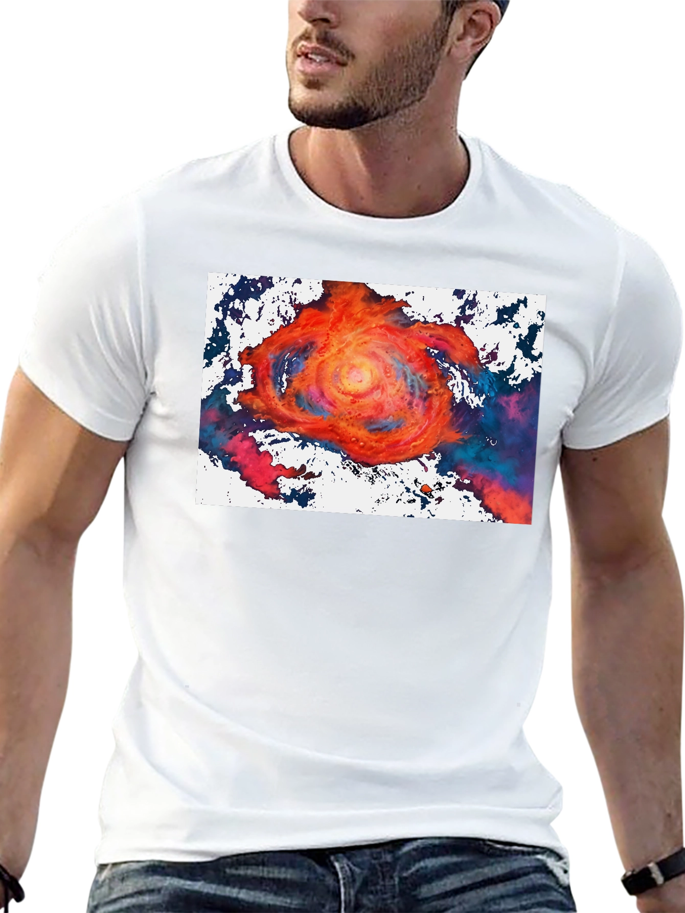 Vortex Graphic Tee - Bold Artistic Design Black