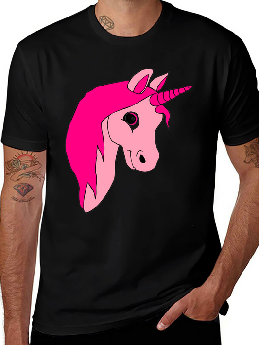 Unicorn Graphic Tee - Black Cotton Casual T-Shirt