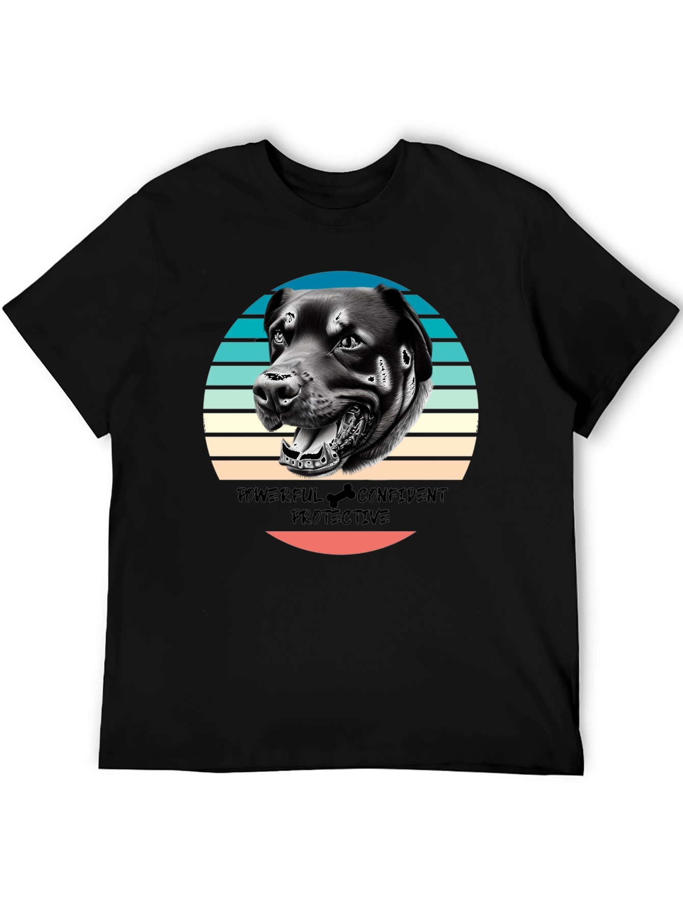 Dog Graphic Tee - Powerful Confident Protective Rottweiler T-Shirt