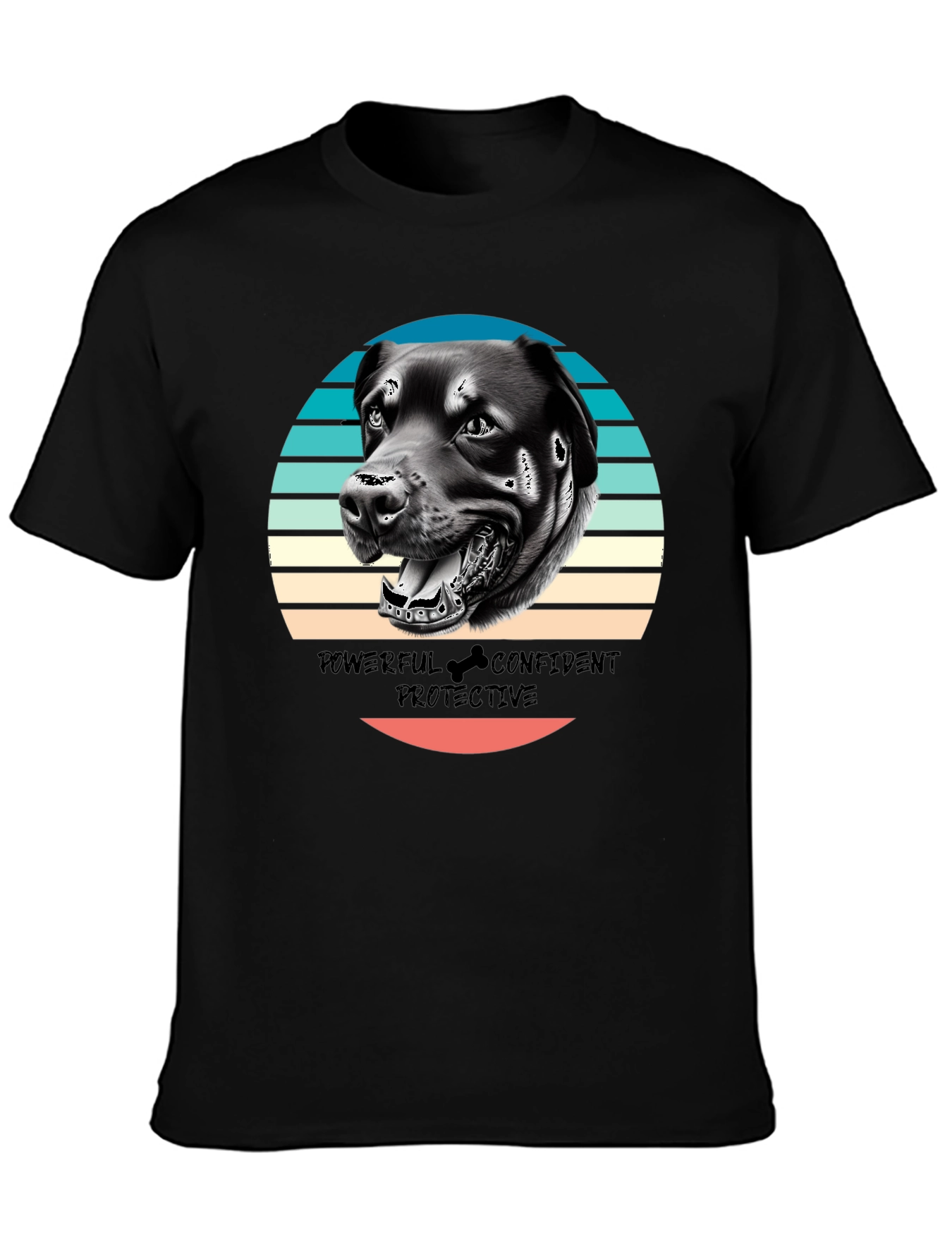 Dog Graphic Tee - Powerful Confident Protective Rottweiler T-Shirt