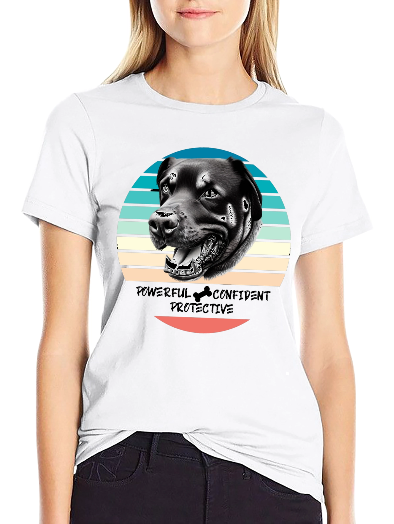 Dog Graphic Tee - Powerful Confident Protective Rottweiler T-Shirt