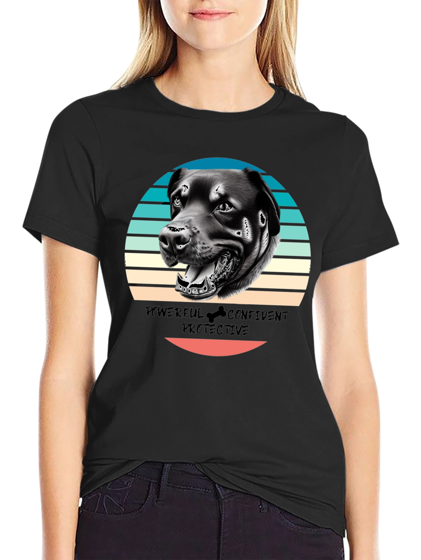 Dog Graphic Tee - Powerful Confident Protective Rottweiler T-Shirt