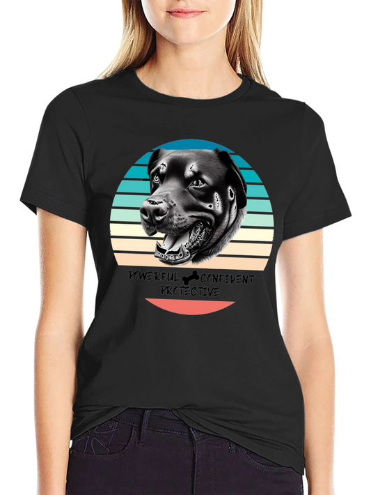 Dog Graphic Tee - Powerful Confident Protective Rottweiler T-Shirt