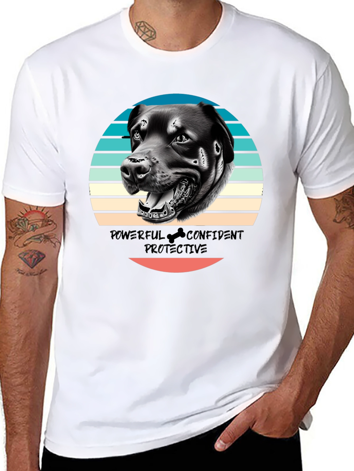 Dog Graphic Tee - Powerful Confident Protective Rottweiler T-Shirt