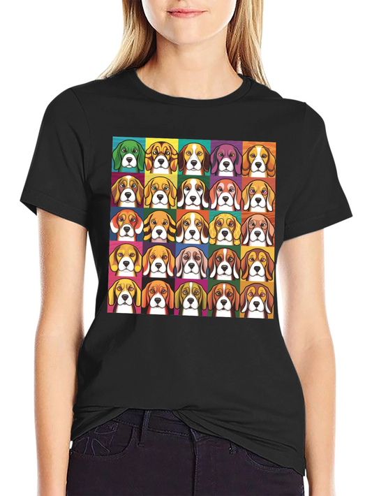 Colorful Beagle Dog Breed Graphic Print T-Shirt