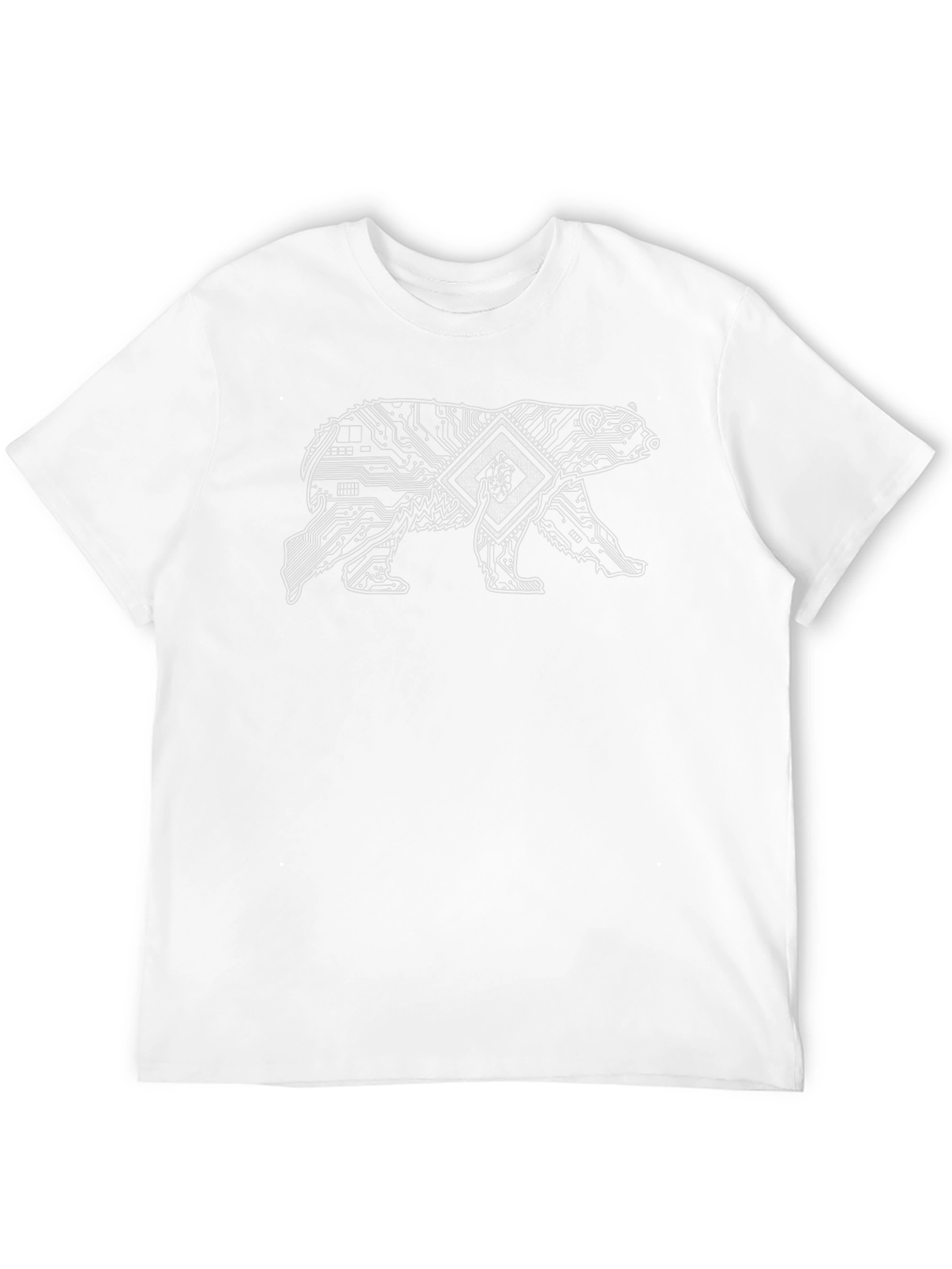 Tech Bear Graphic Tee - Modern Animal Print Shirt