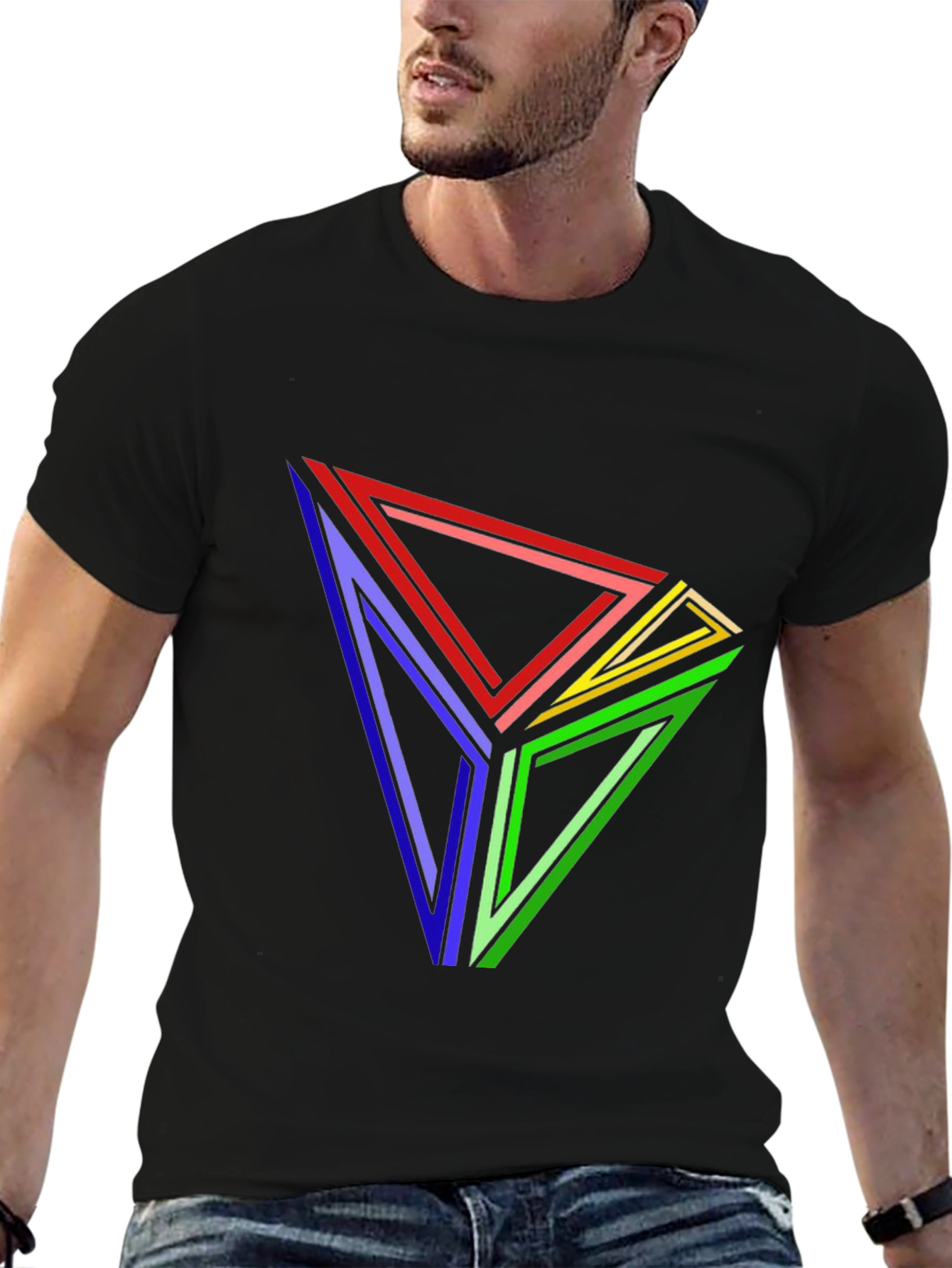 Geometric Triangle T-Shirt - Abstract Illusion Tee