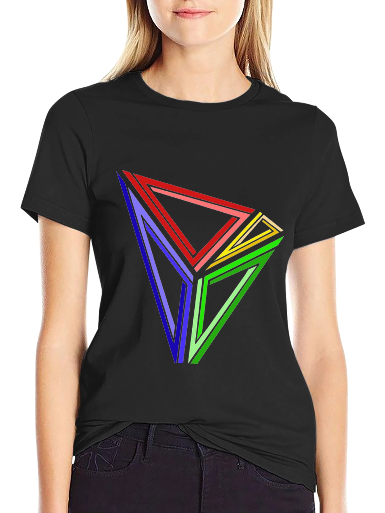 Geometric Triangle T-Shirt - Abstract Illusion Tee