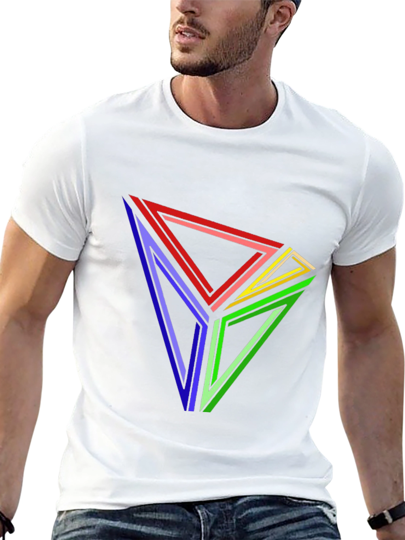 Geometric Triangle T-Shirt - Abstract Illusion Tee