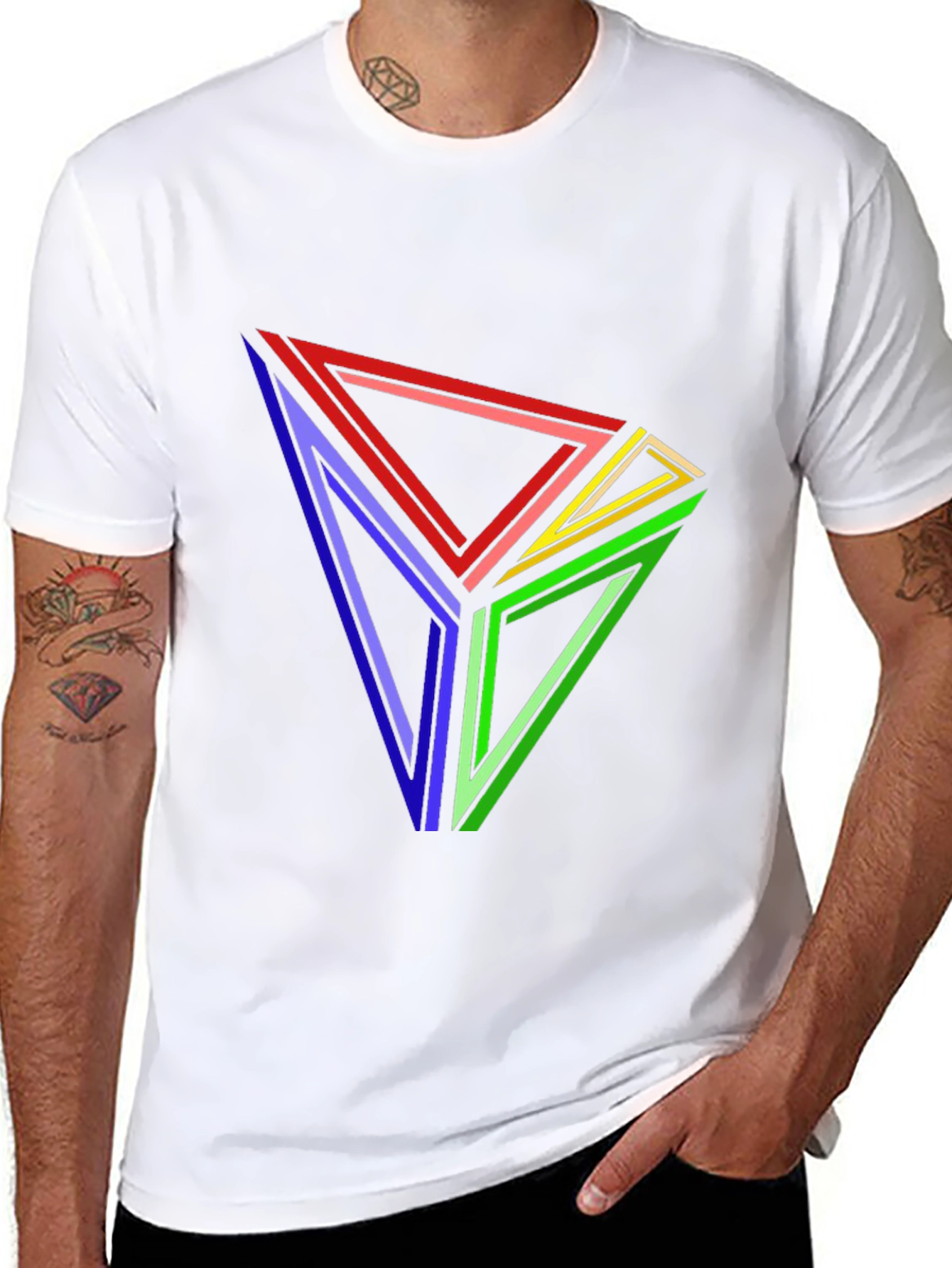 Geometric Triangle T-Shirt - Abstract Illusion Tee