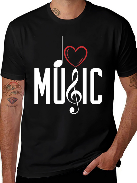 I Love Music Black Graphic Tee