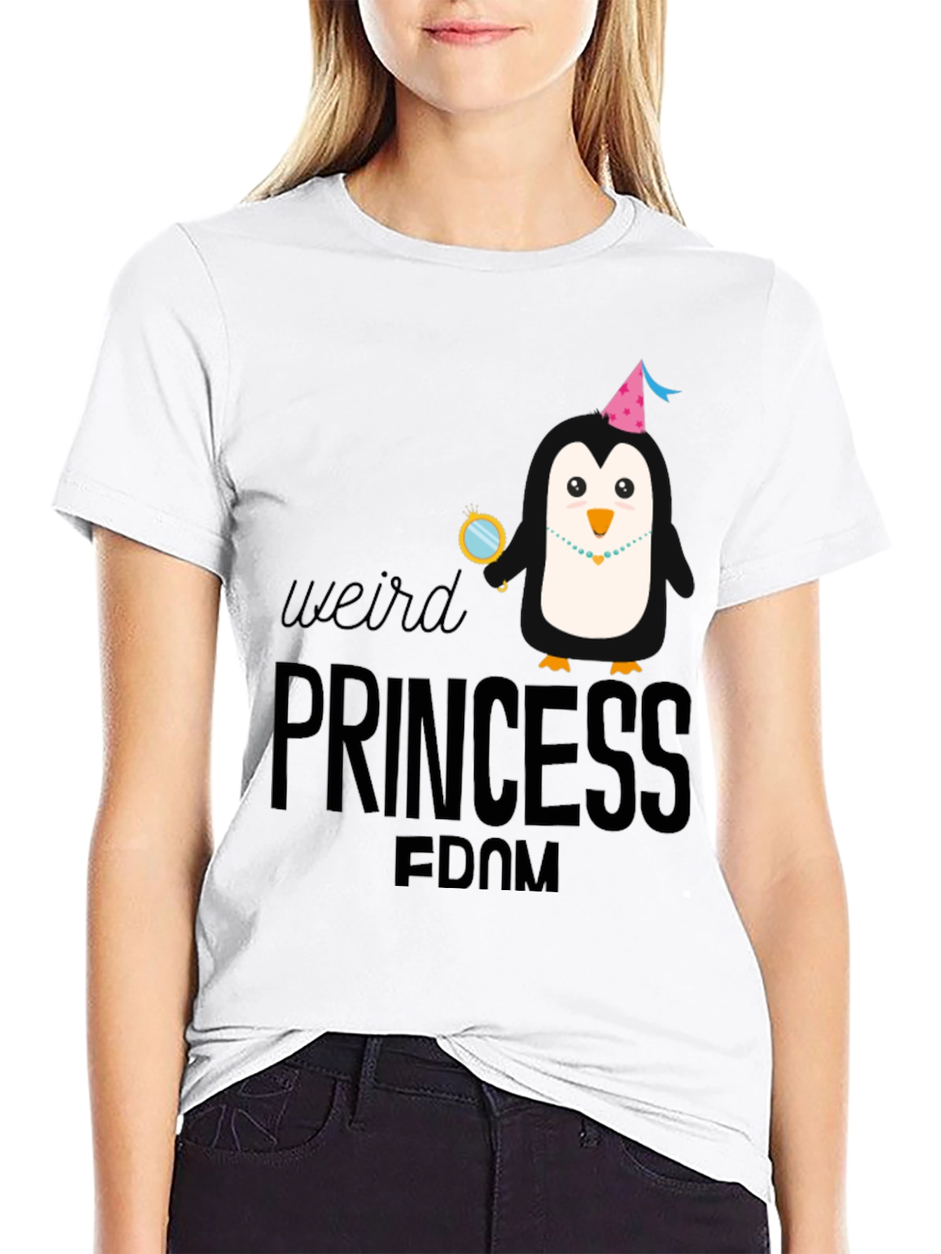 Weird Princess Penguin T-Shirt - Black