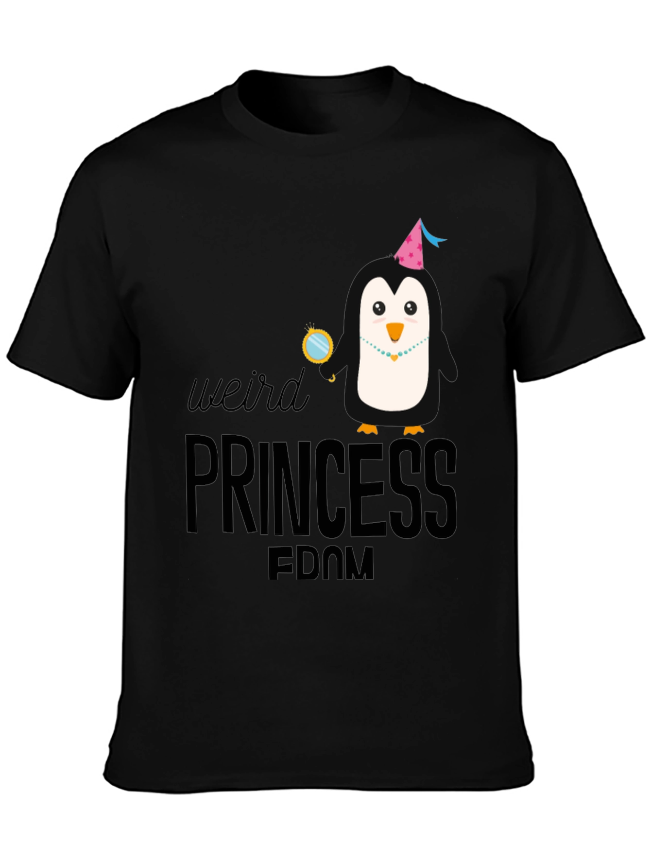 Weird Princess Penguin T-Shirt - Black