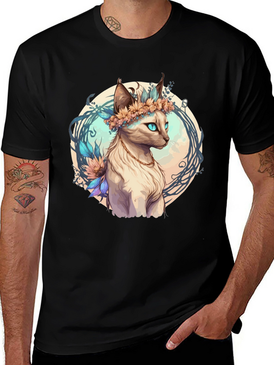 Floral Cat T-Shirt - Stylish Graphic Tee for Cat Lovers