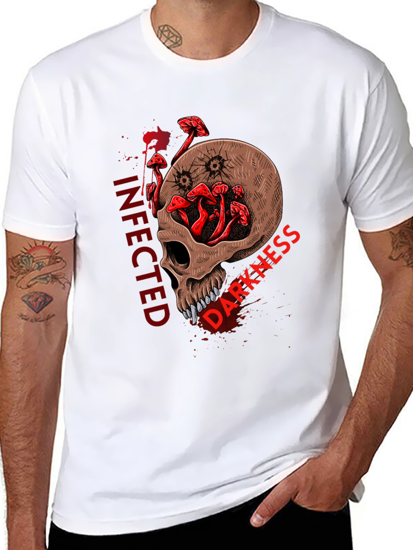 Infected Darkness Skull Graphic Tee - Unique Design