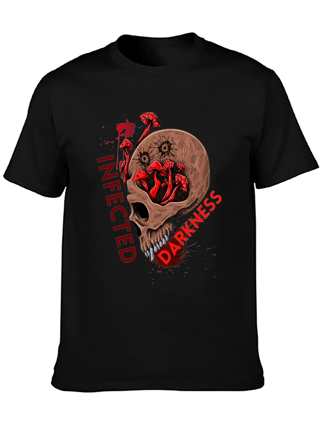 Infected Darkness Skull Graphic Tee - Unique Design