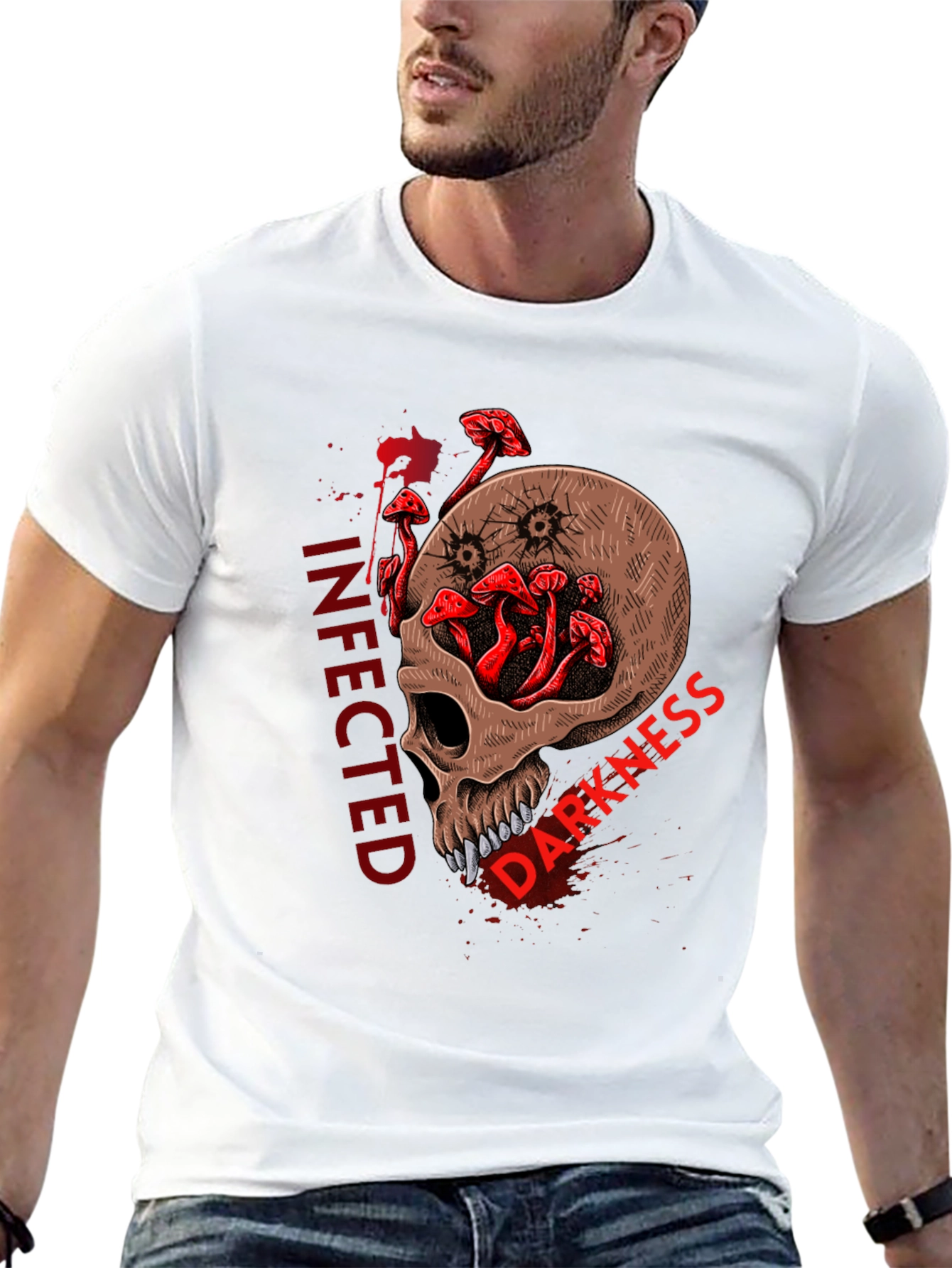 Infected Darkness Skull Graphic Tee - Unique Design