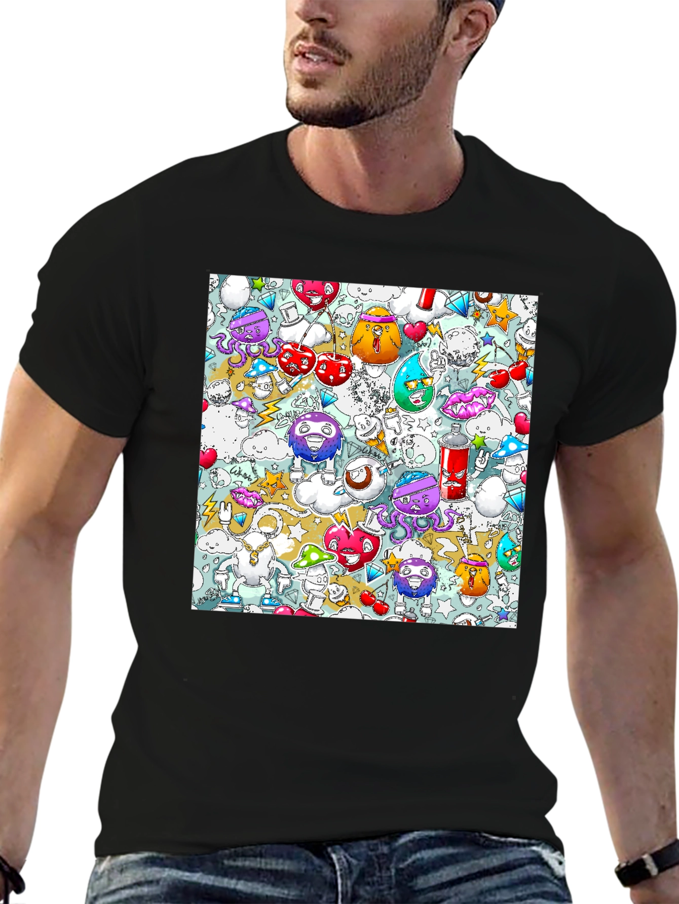 Doodle Cartoon T-Shirt Unique Funky Design
