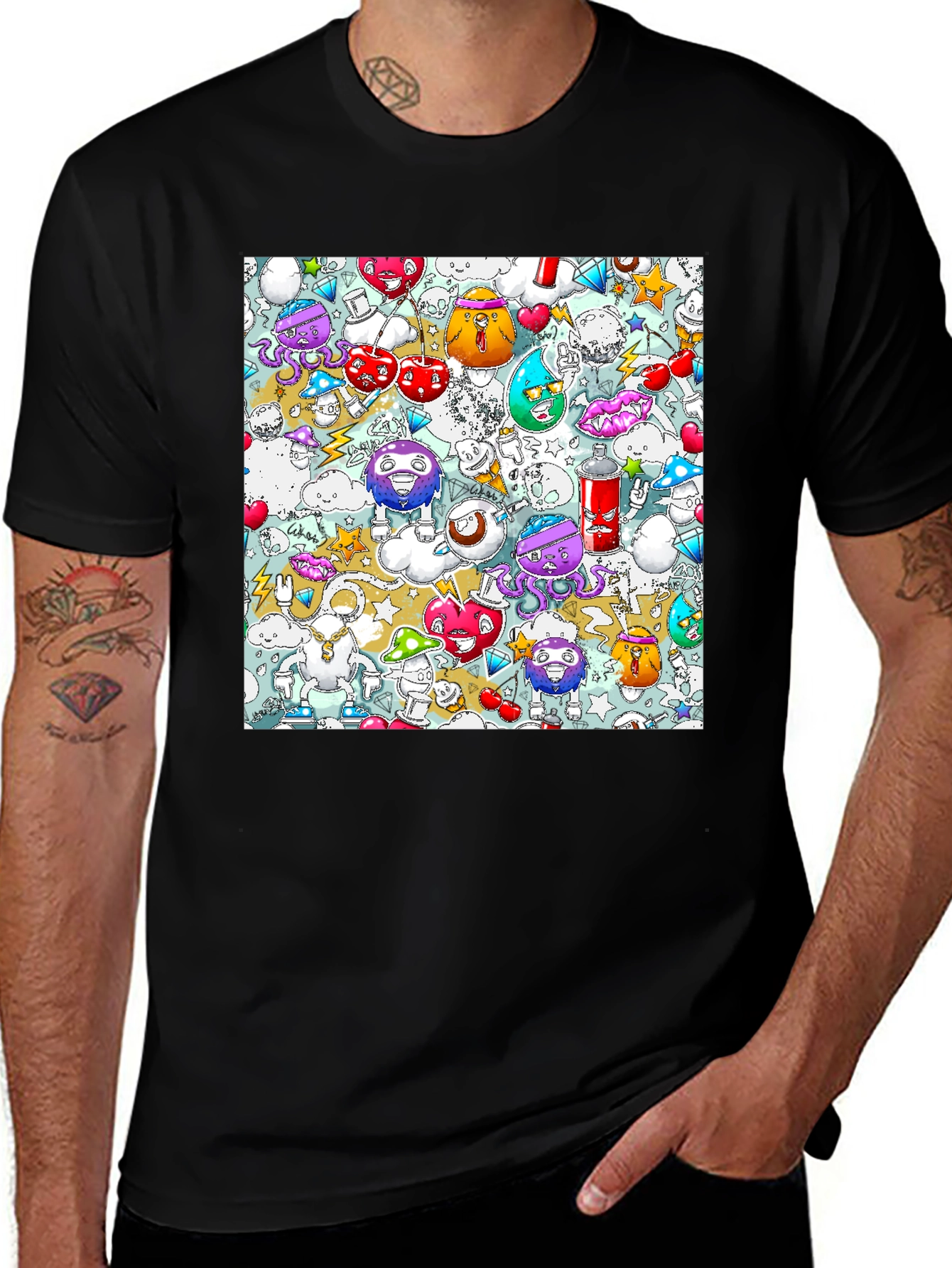 Doodle Cartoon T-Shirt Unique Funky Design