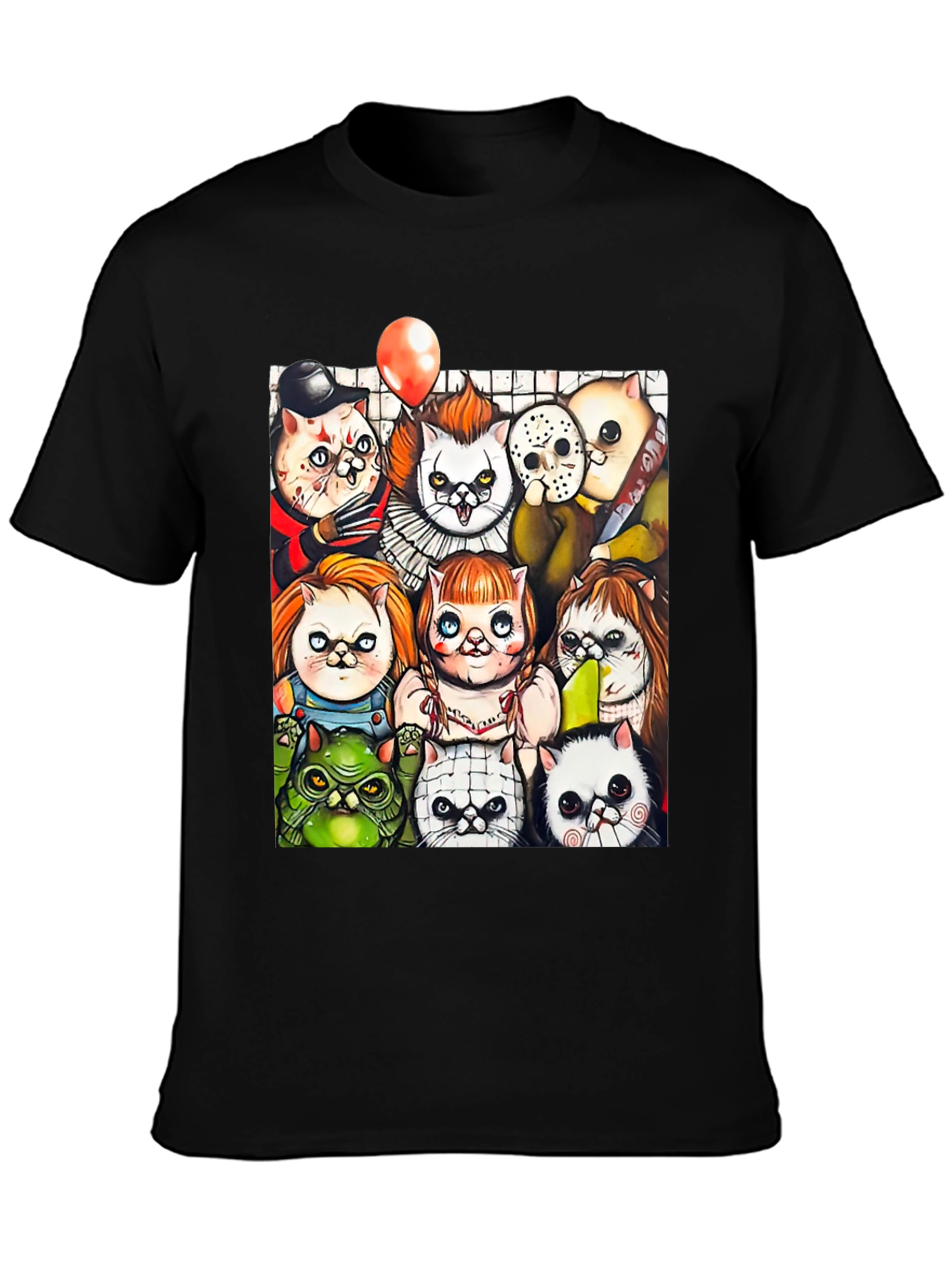 Horror Movie Cats Black T-Shirt