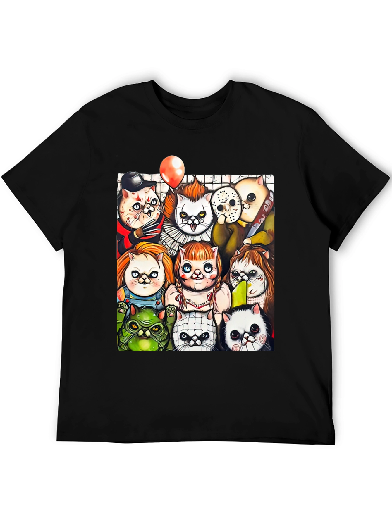Horror Movie Cats Black T-Shirt