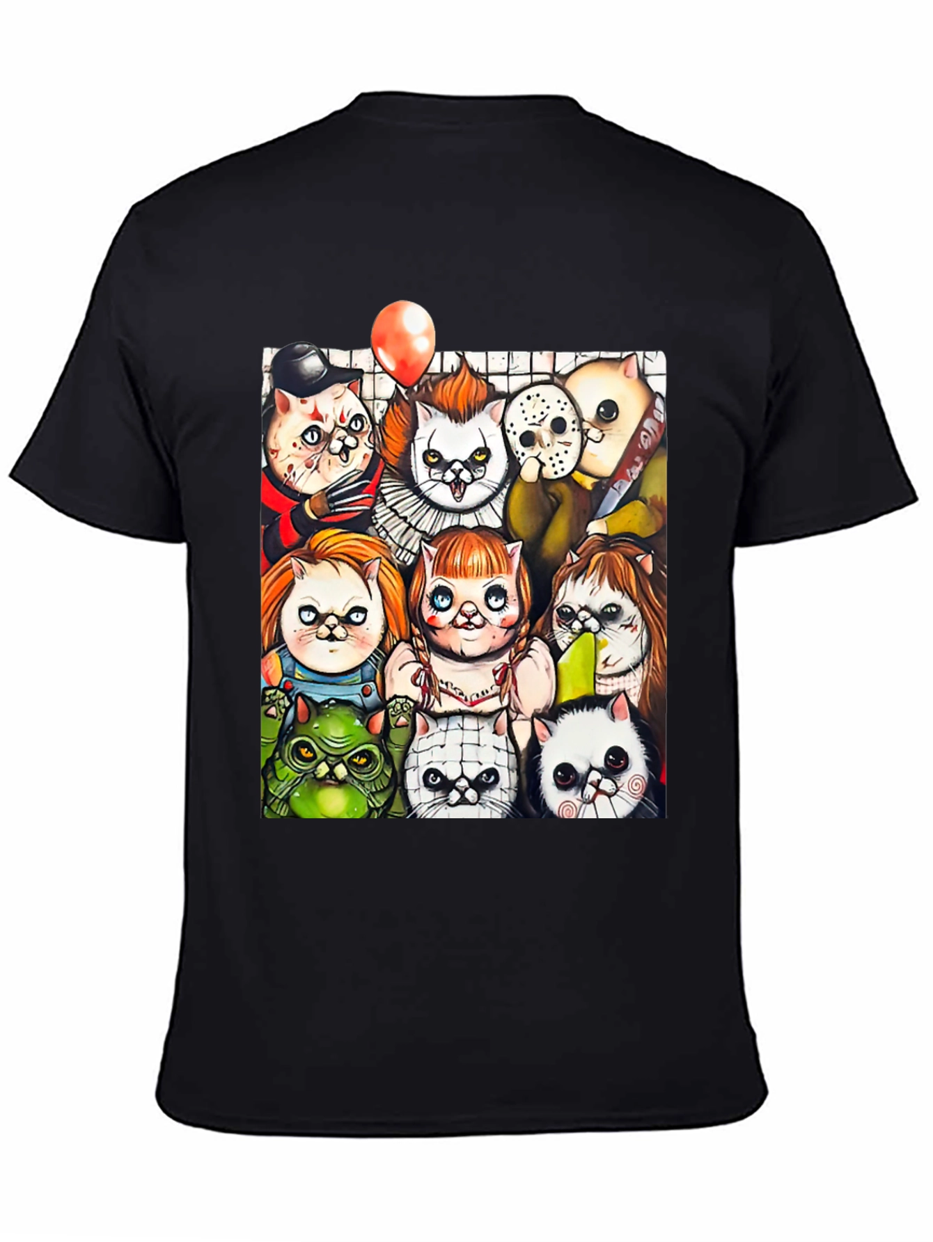 Horror Movie Cats Black T-Shirt