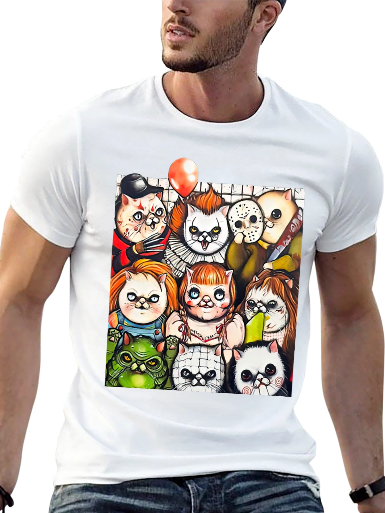 Horror Movie Cats Black T-Shirt