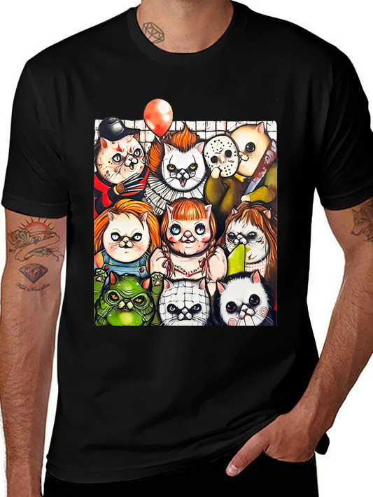 Horror Movie Cats Black T-Shirt