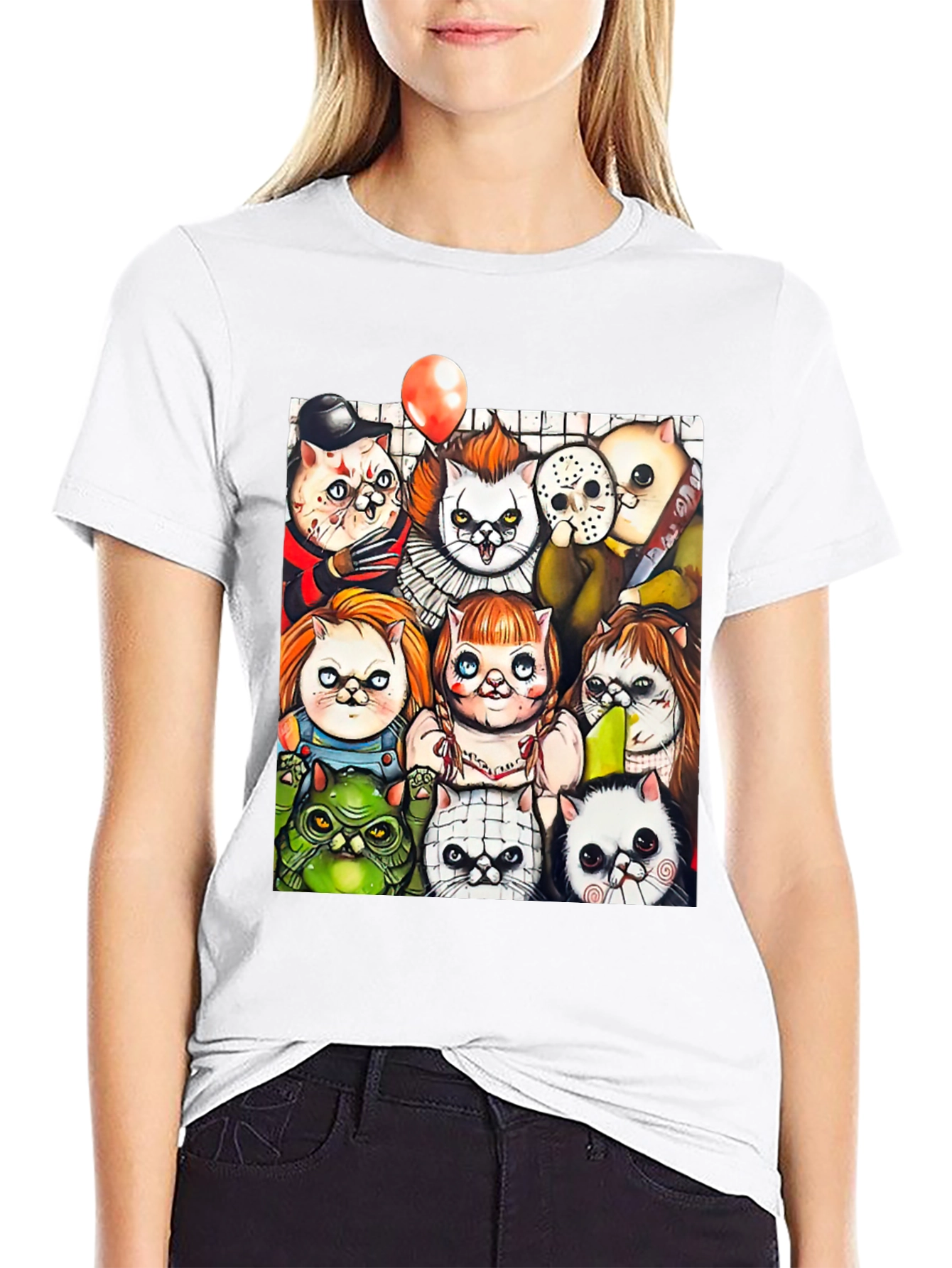 Horror Movie Cats Black T-Shirt