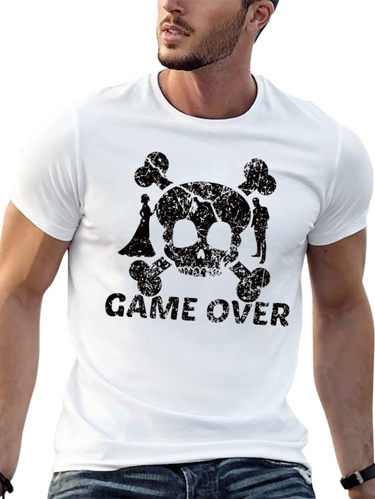 Game Over Skull & Crossbones Black T-Shirt