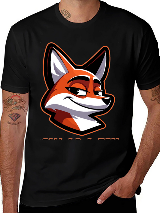 Cool Fox Graphic Tee - Black Cotton Blend