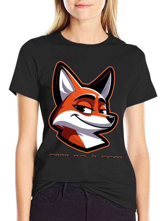 Cool Fox Graphic Tee - Black Cotton Blend