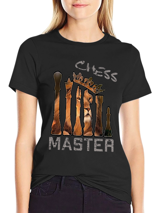 Chess Master Lion Graphic Tee - Stylish and Unique Design