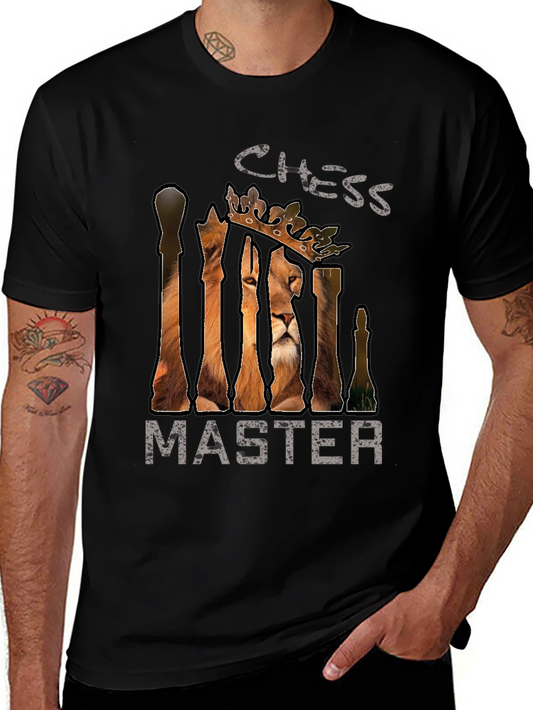Chess Master Lion Graphic Tee - Stylish and Unique Design