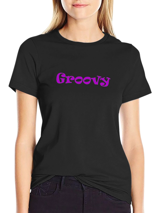 Groovy Retro Style Graphic Tee - Black