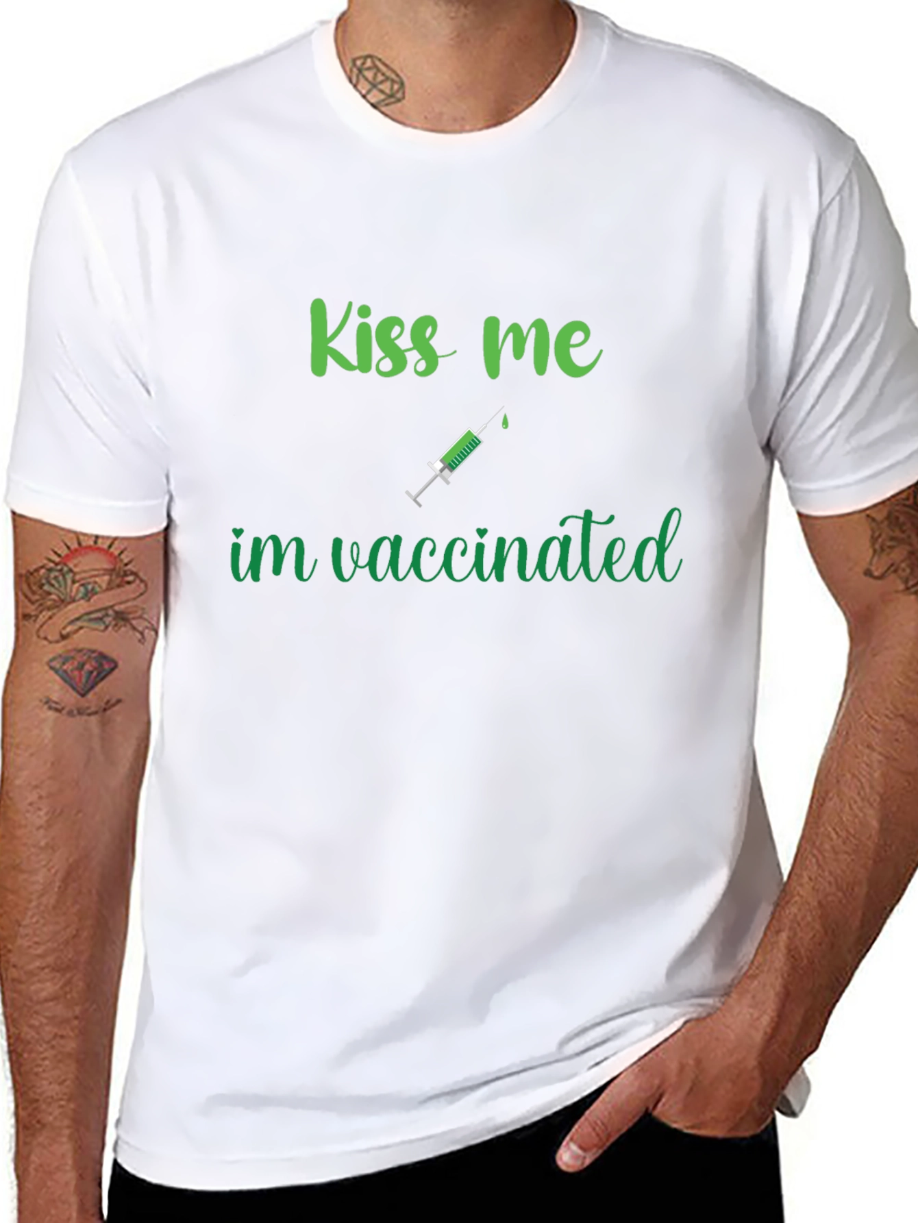 Kiss Me Im Vaccinated Funny T-Shirt