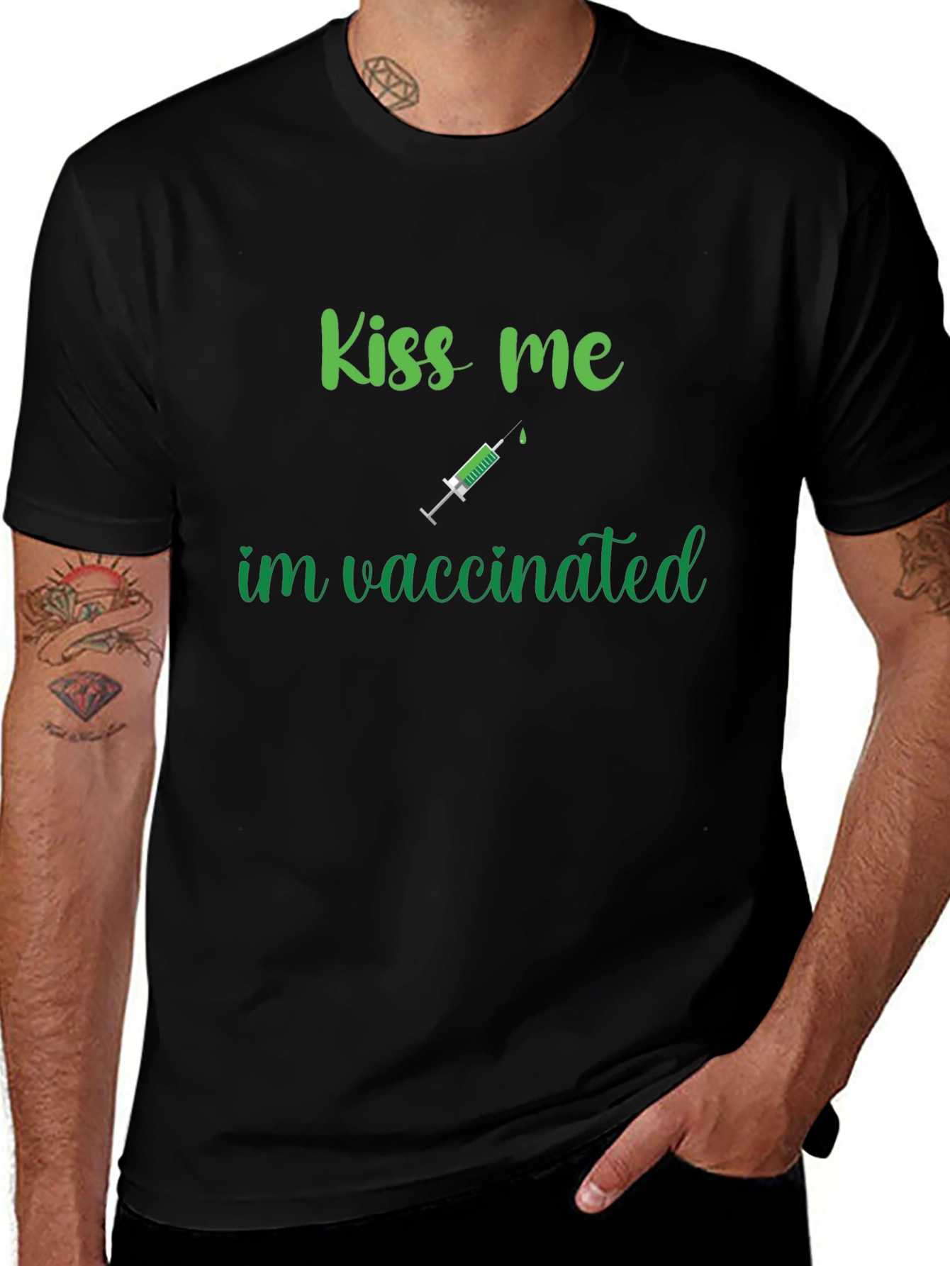 Kiss Me Im Vaccinated Funny T-Shirt