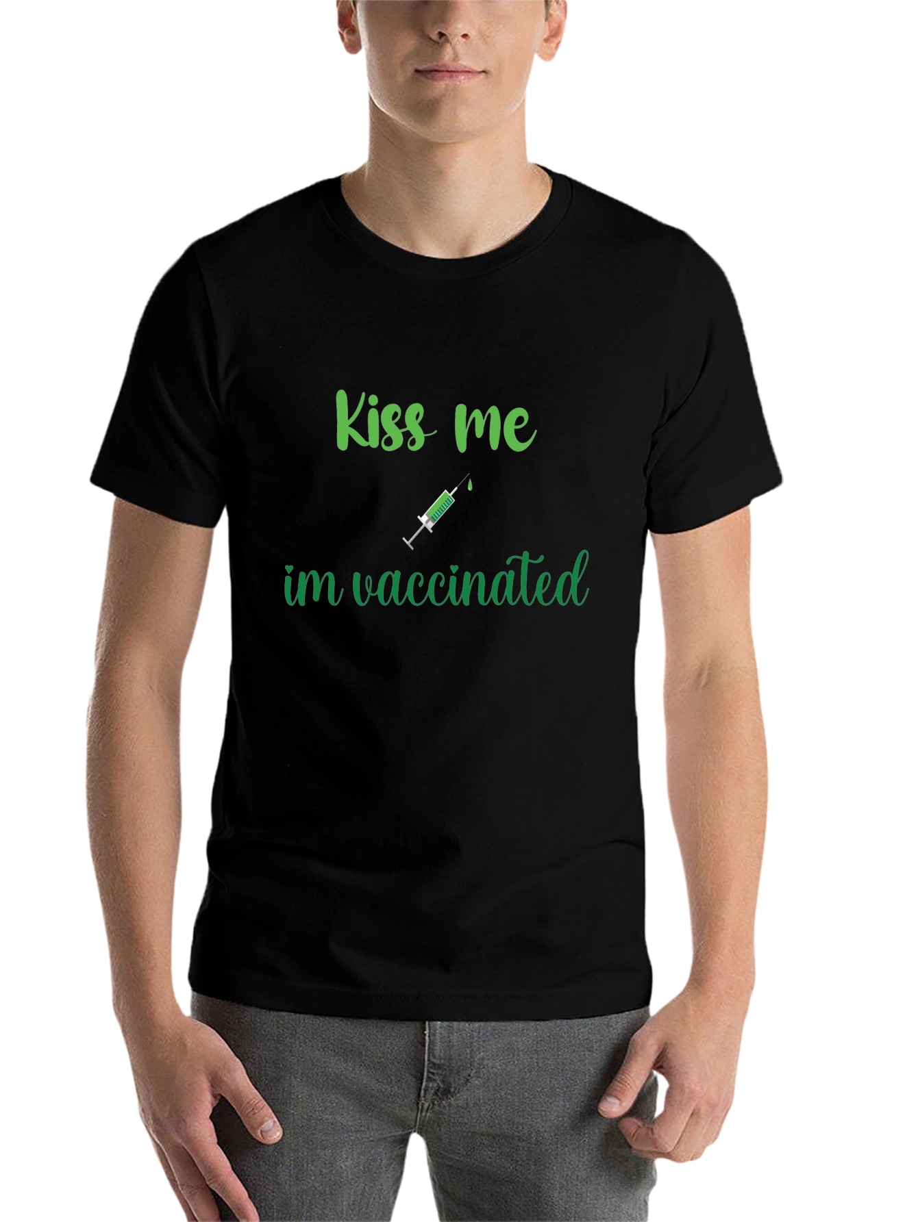 Kiss Me Im Vaccinated Funny T-Shirt