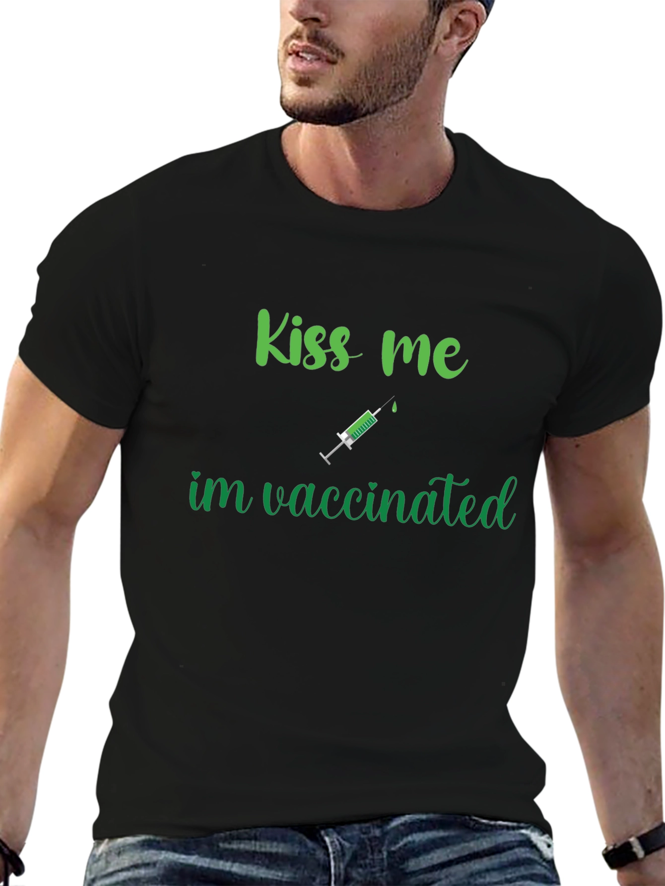 Kiss Me Im Vaccinated Funny T-Shirt