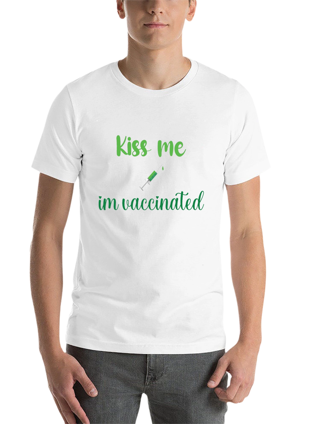 Kiss Me Im Vaccinated Funny T-Shirt