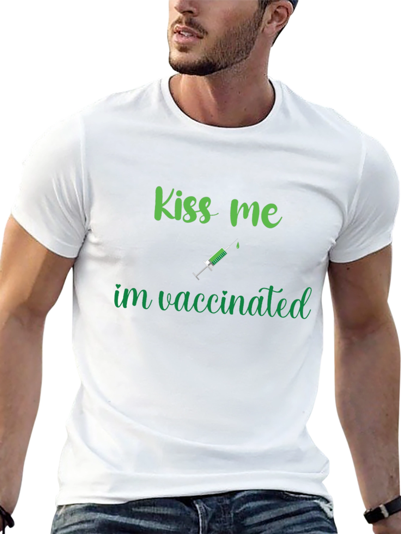 Kiss Me Im Vaccinated Funny T-Shirt