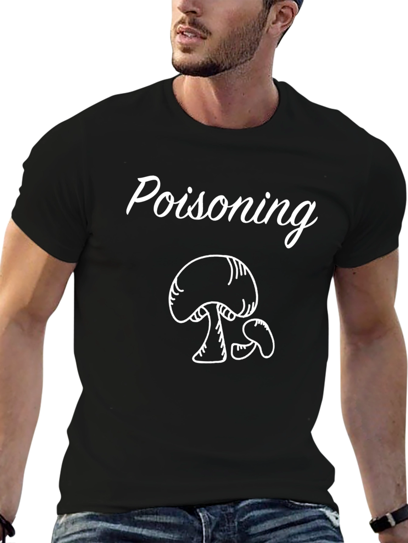 Poisoning Mushroom Graphic Black T-Shirt
