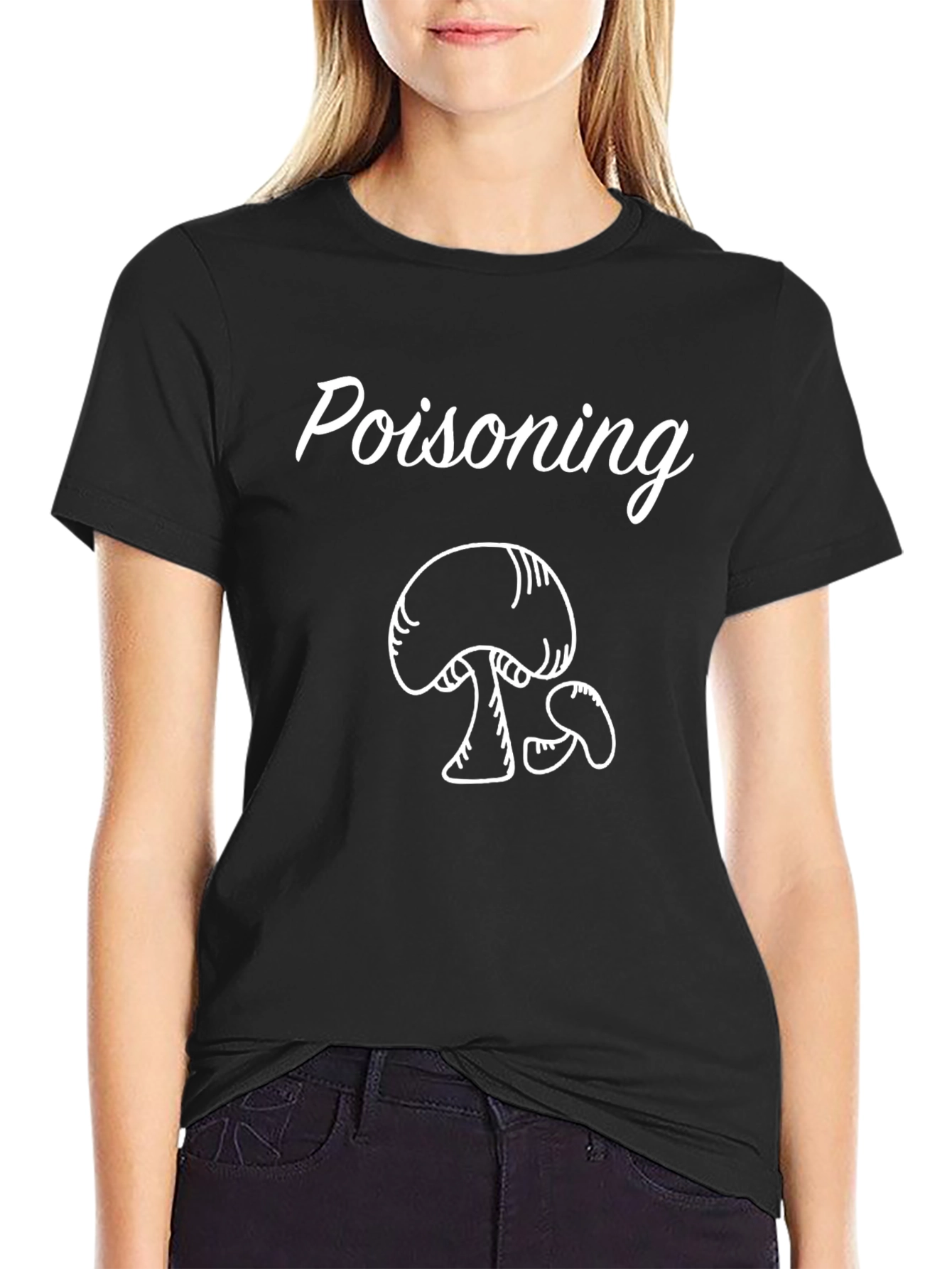 Poisoning Mushroom Graphic Black T-Shirt