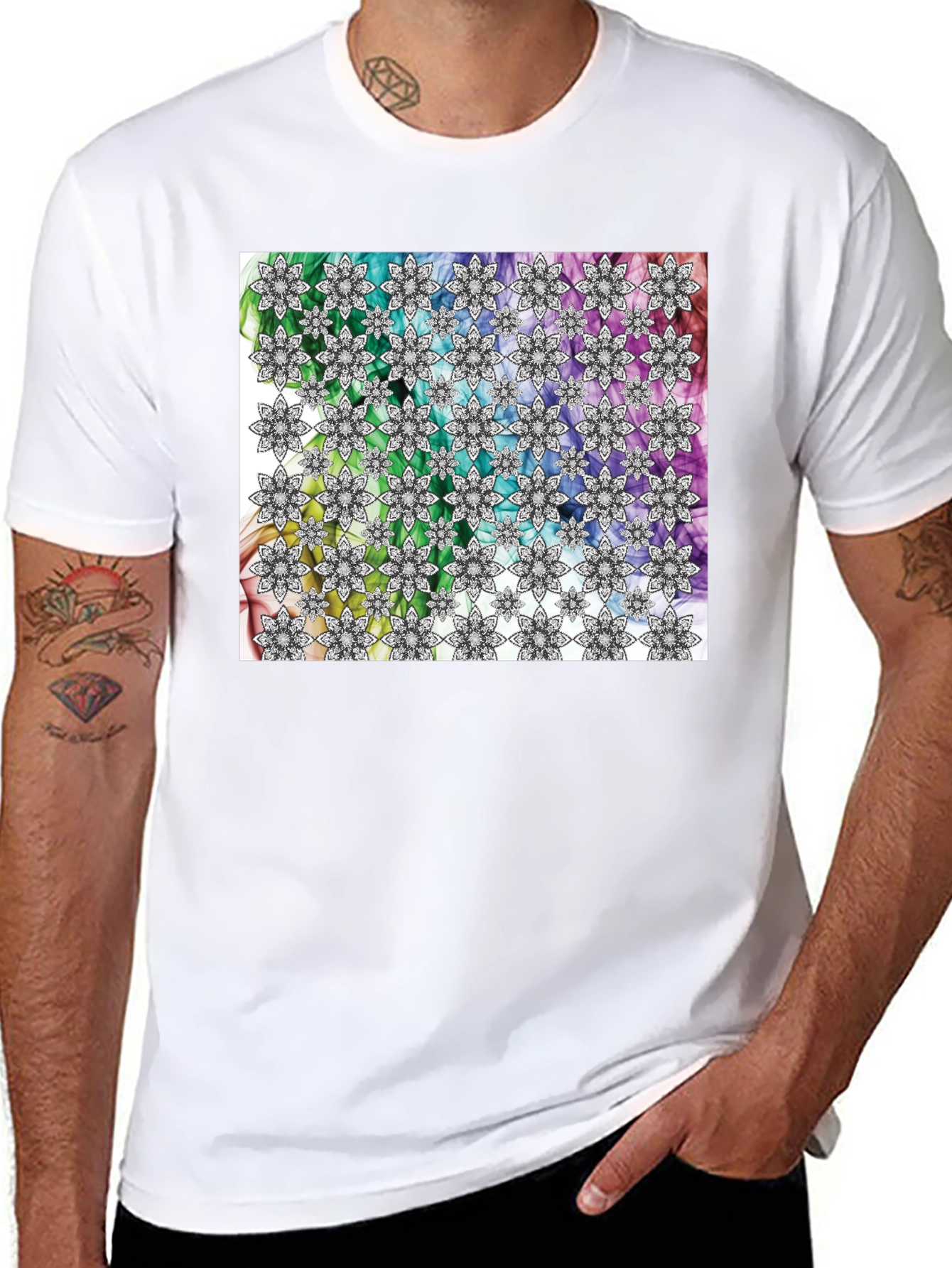 Floral Rainbow Pattern T-Shirt