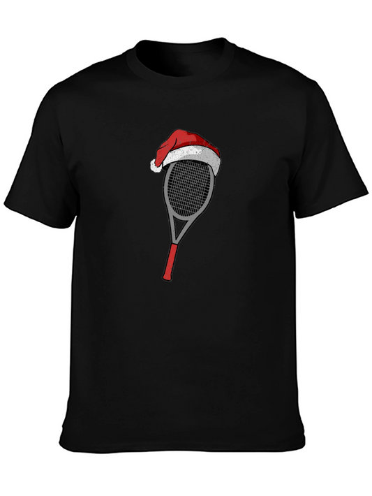 Festive Tennis Racket Santa Hat T-Shirt