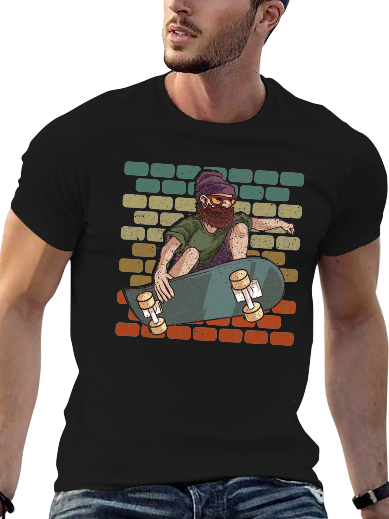 Skateboarding Dude Graphic Tee - Cool Retro Design
