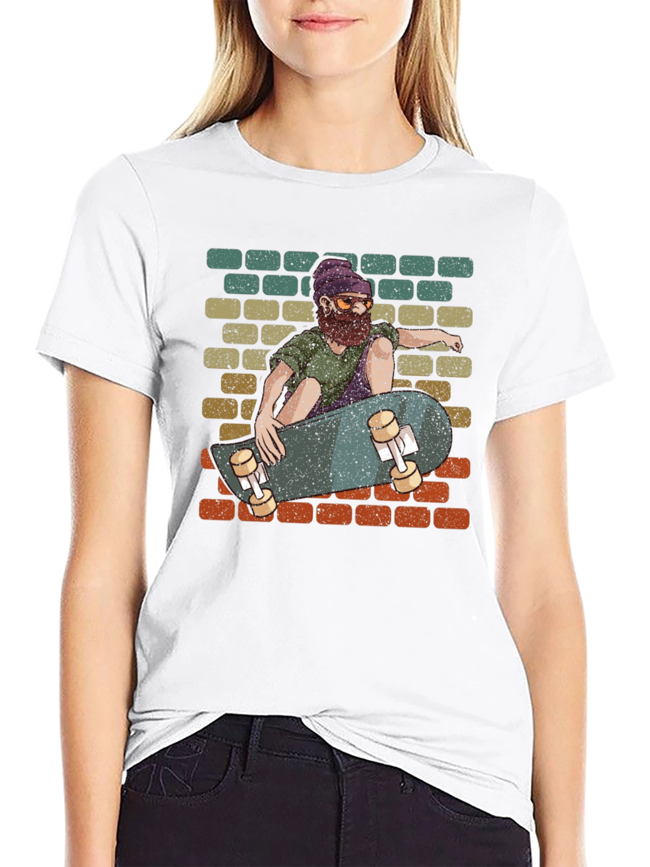 Skateboarding Dude Graphic Tee - Cool Retro Design