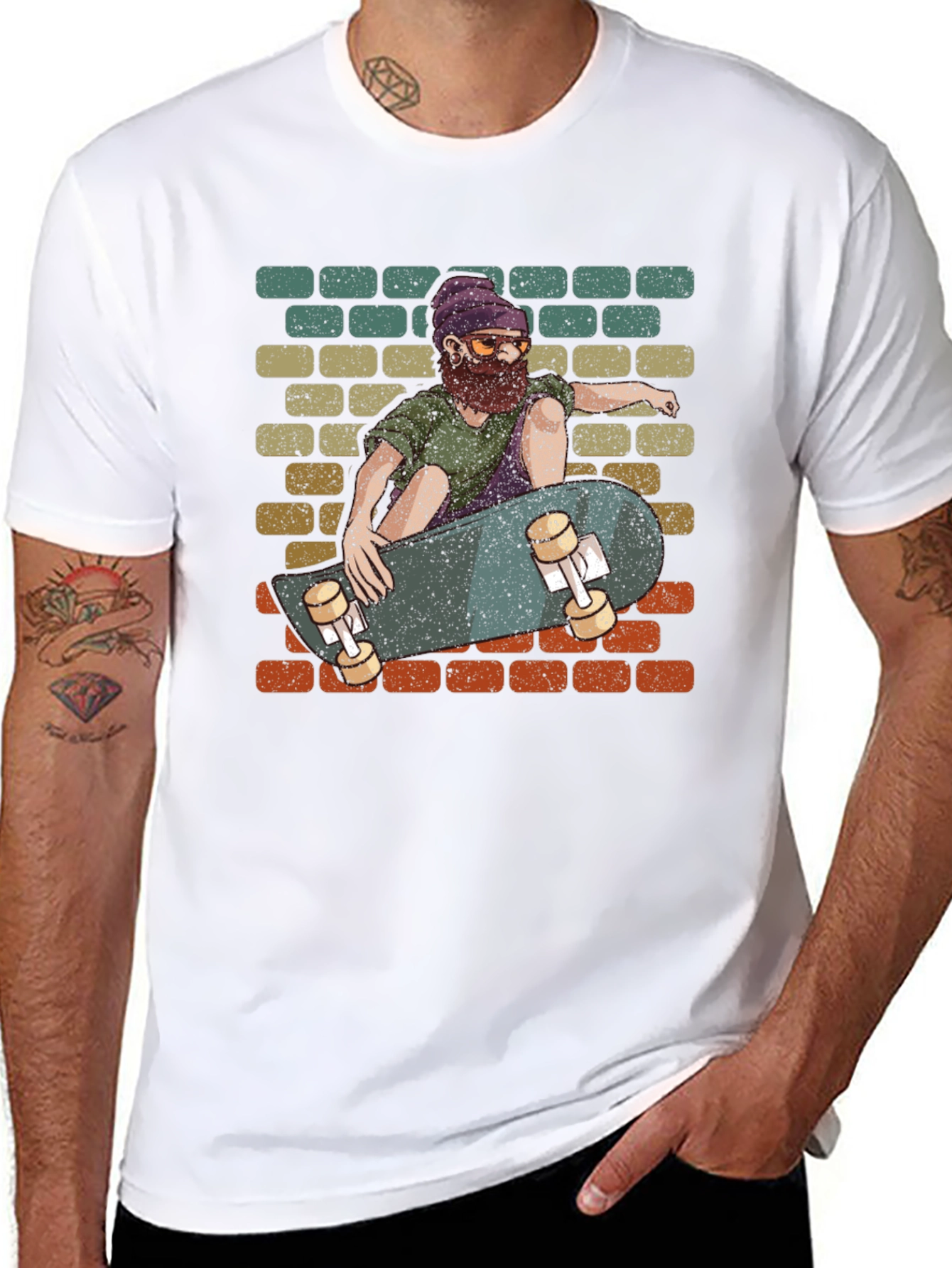 Skateboarding Dude Graphic Tee - Cool Retro Design