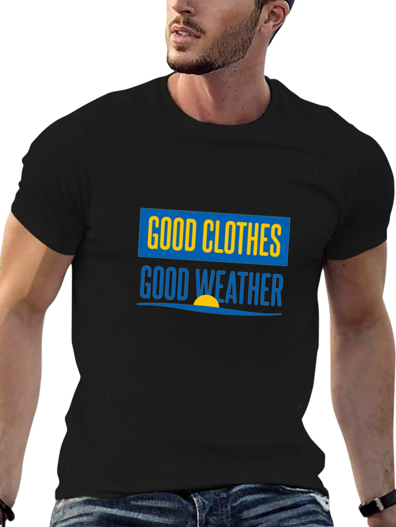 Good Clothes Good Weather Black Graphic T-Shirt